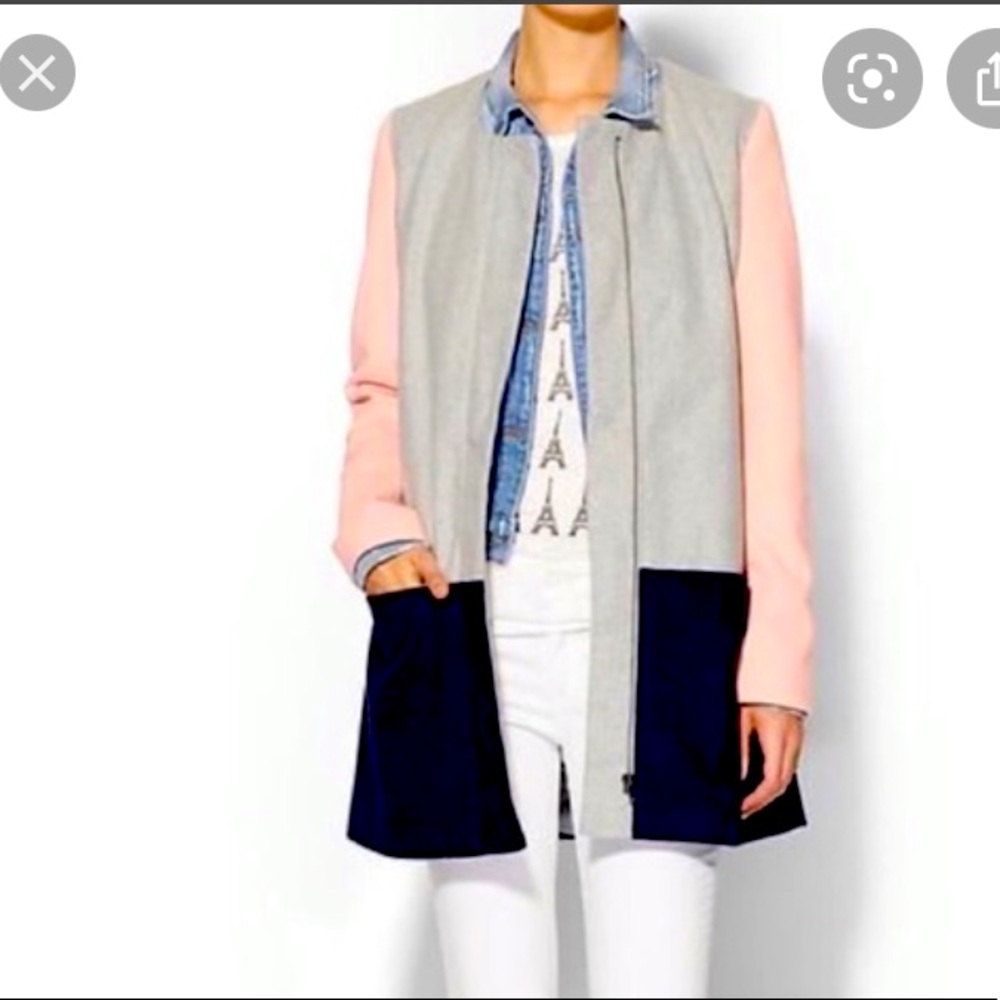 Sabine Colorblock Zip Up Coat